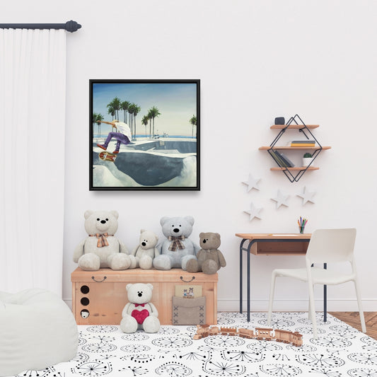 Hyperrealist Blue Botanical Canvas | Skate Park California Decor