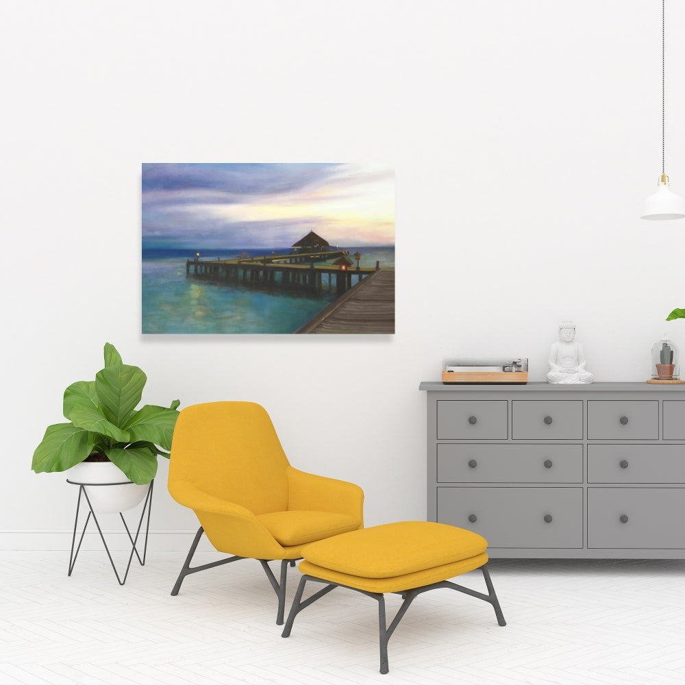 Boardwalk Sunset Coastal Canvas | Sea Bedroom Home Decor