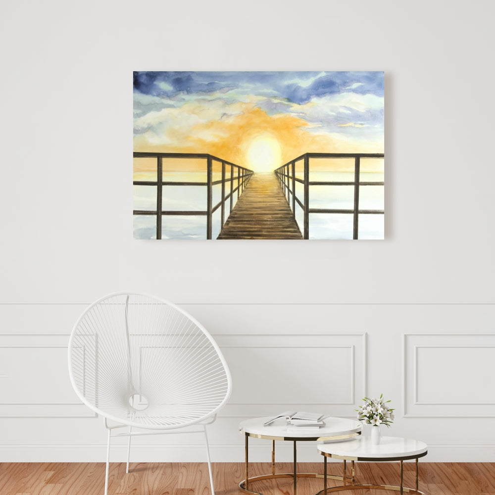 Yellow Coastal Sea Canvas - Sunset in the Sea Home Decor