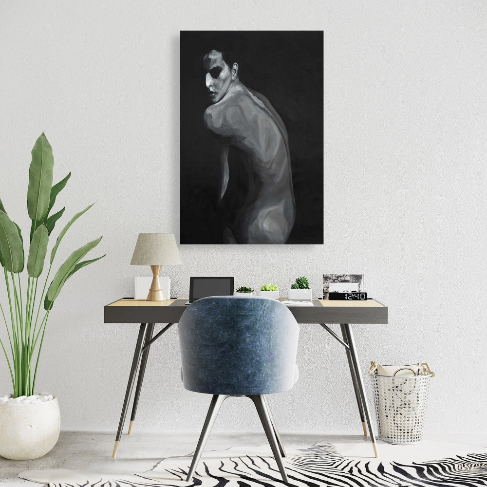 Denuded White Figurative Monochrome Canvas | Home Decor Art