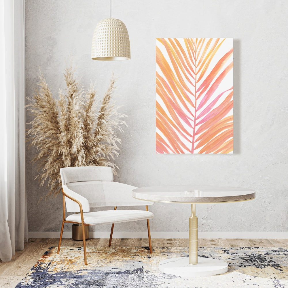 Glam Palm Leaf Exotic Flowers Canvas - Home Decor Wall Art