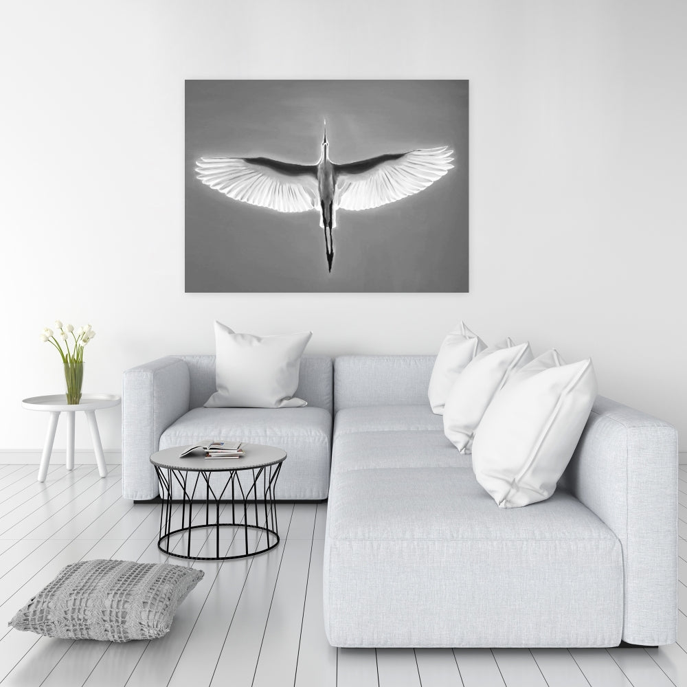 Great Blue Heron in Flight Canvas - Bird Wall Art Decor