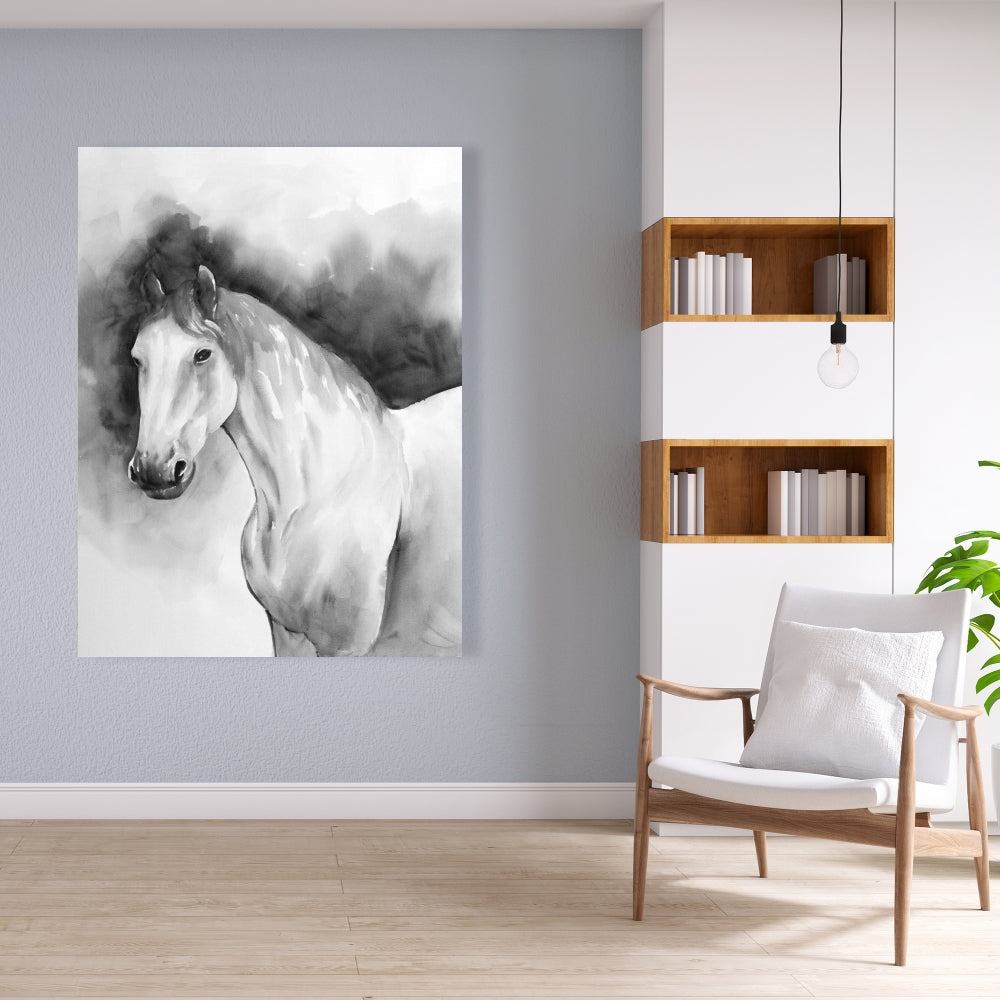 Minimalist Domino Horse Canvas | Farm Animal Home Decor