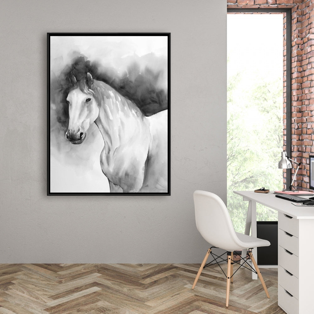 Domino Horse Minimalist Framed Canvas | Farm Animal Decor