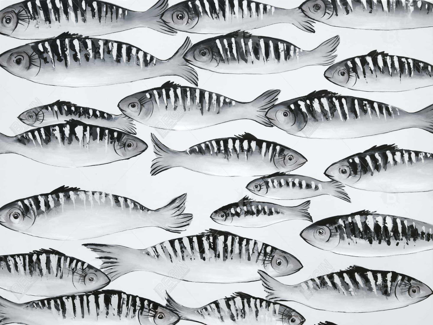 Gray Shoal of Fish Bath Mat - Aquatic Animal Home Decor