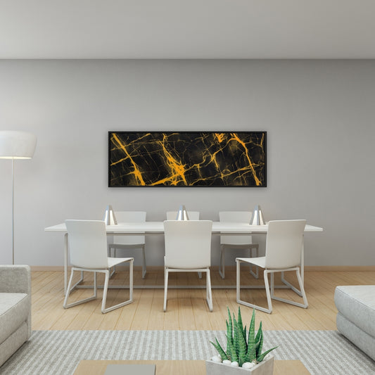 Toile abstraite en marbre noir et or | Décoration d'intérieur élégante