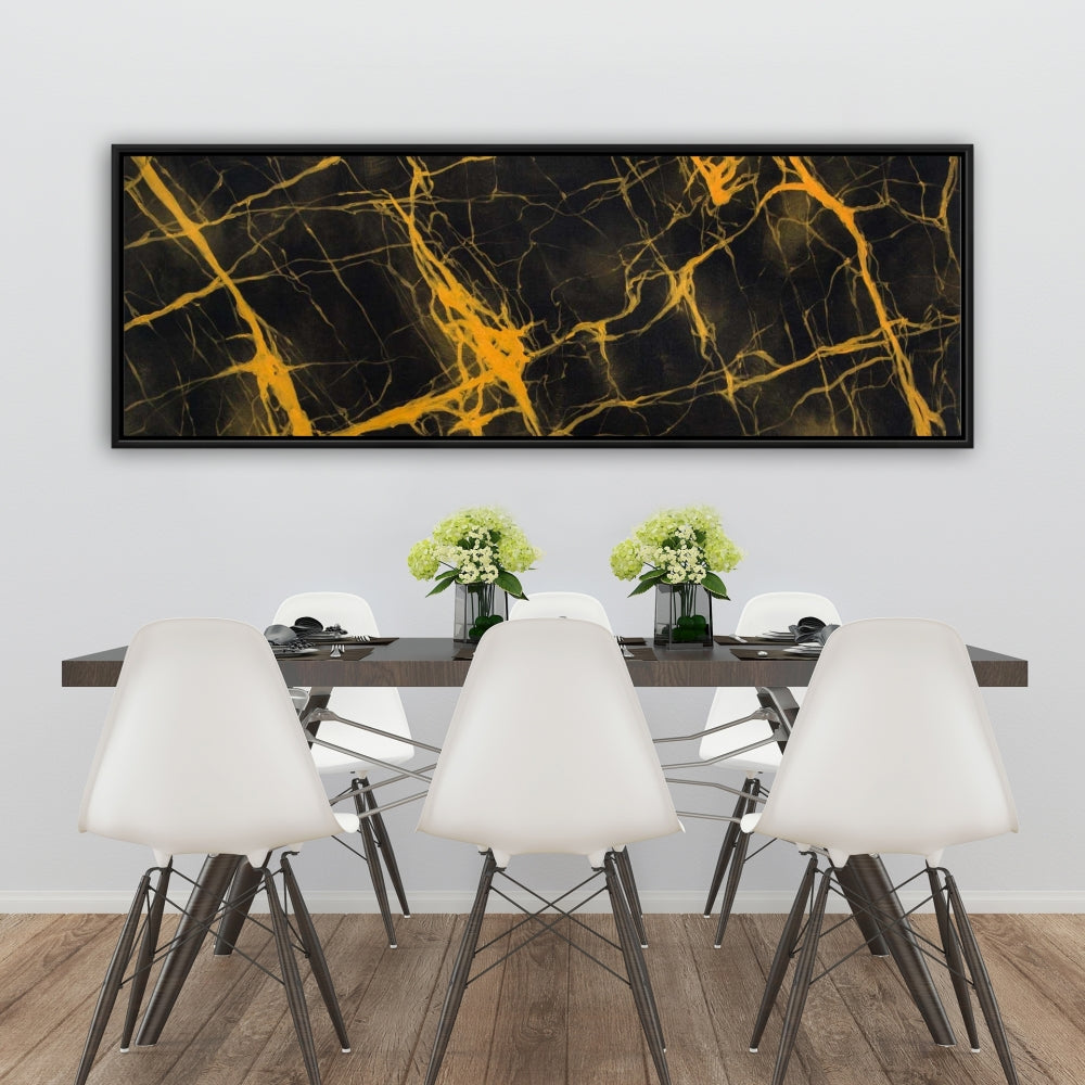 Black and Gold Marble Abstract Canvas | Elegant Home Decor