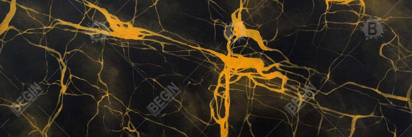 Yellow Livingroom Canvas - Black and Gold Marble Texture Decor