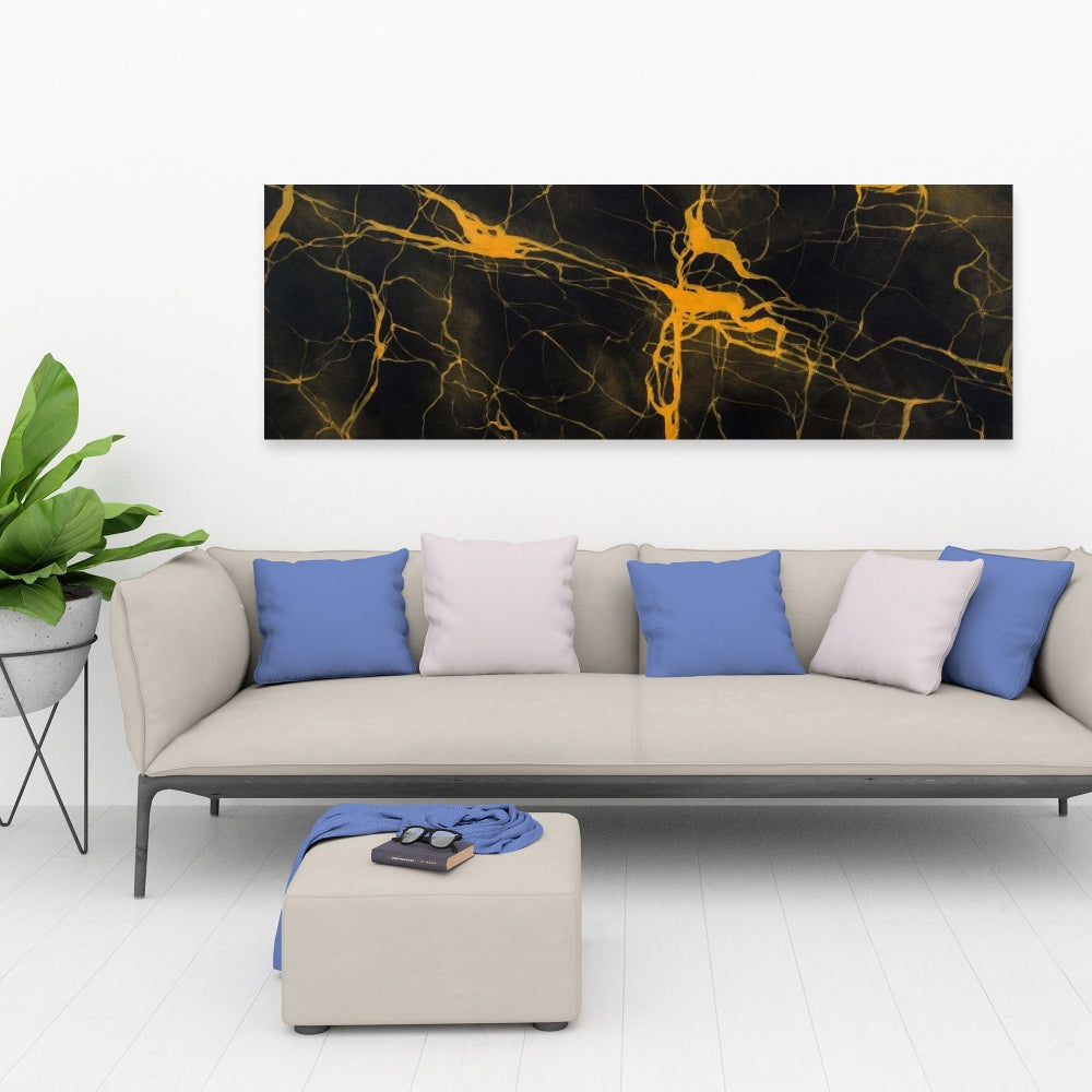 Black and Gold Marble Texture Canvas | Yellow Pattern Decor
