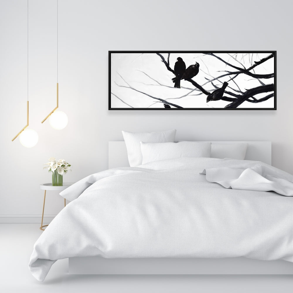 Birds and Branches Silhouette Canvas | Animal Trees Wall Art
