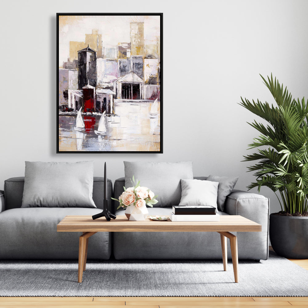 Toile Trois voiliers – Décoration de chambre à coucher style bateau industriel