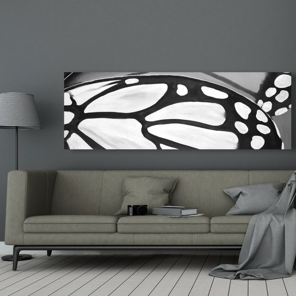 Butterfly Wings Closeup Canvas - Monochrome White Wall Art