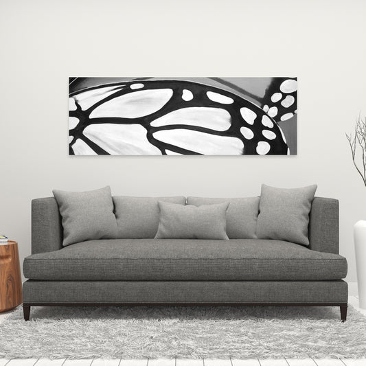 Butterfly Wings Closeup Canvas - Monochrome White Wall Art