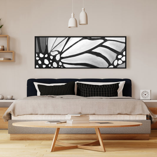 Toile Gros plan d'ailes de monarque - Décoration d'insectes et d'animaux blancs