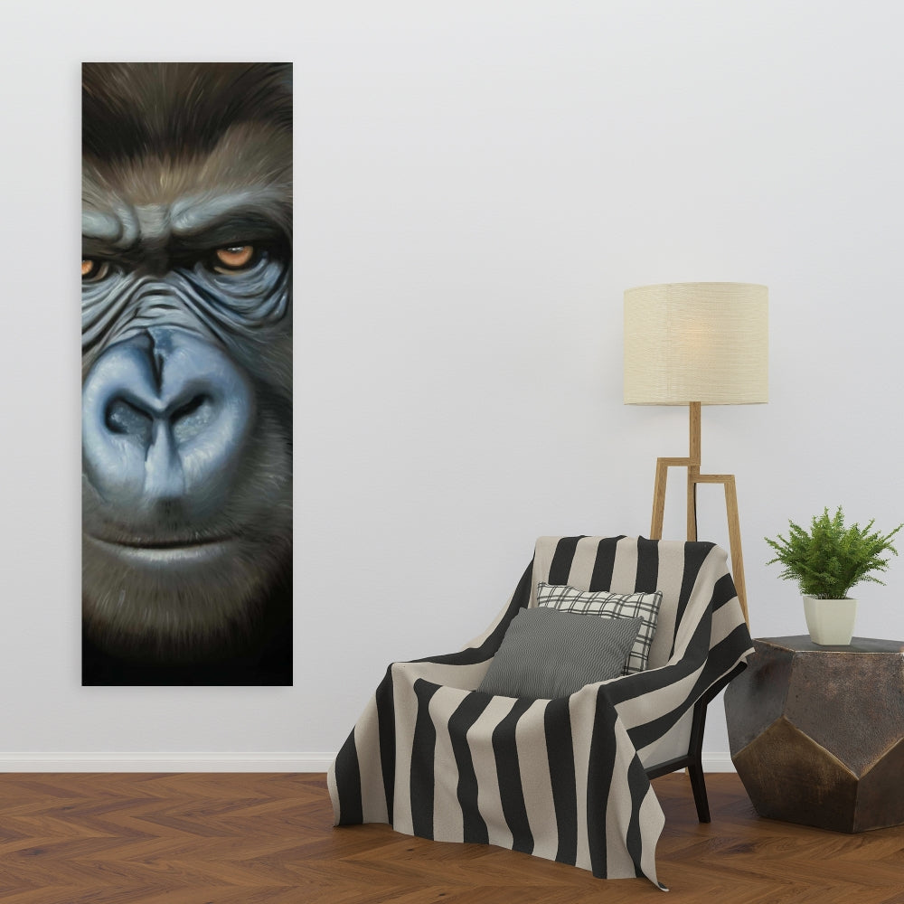 Brown Gorilla Face Canvas - African Wildlife Home Decor