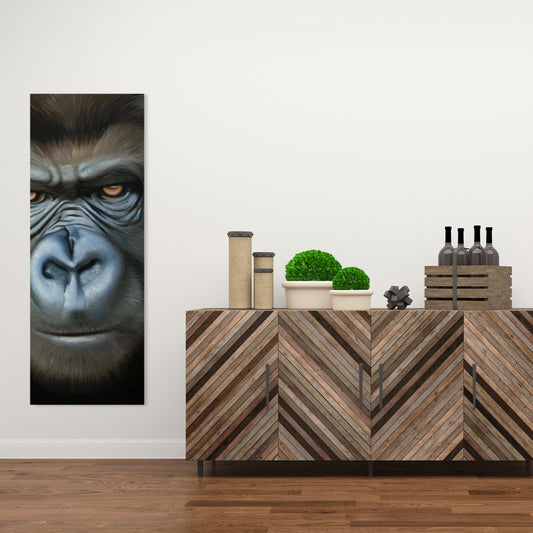 Brown Gorilla Face Canvas - African Wildlife Home Decor