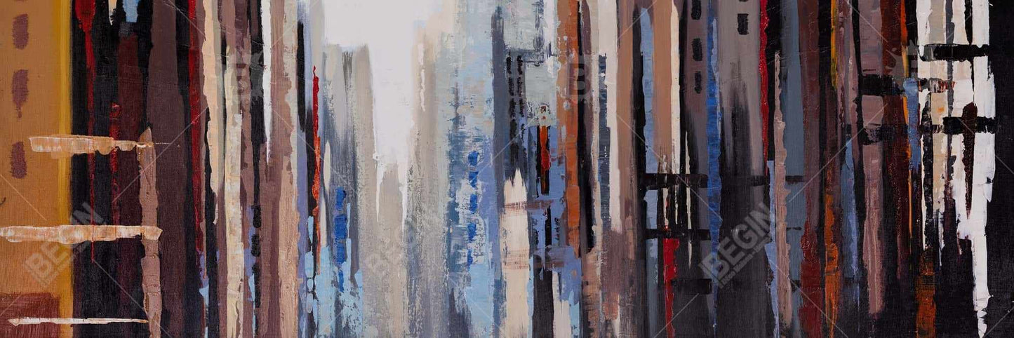 Industrial Blue Abstract Buildings Canvas | Bedroom Wall Art