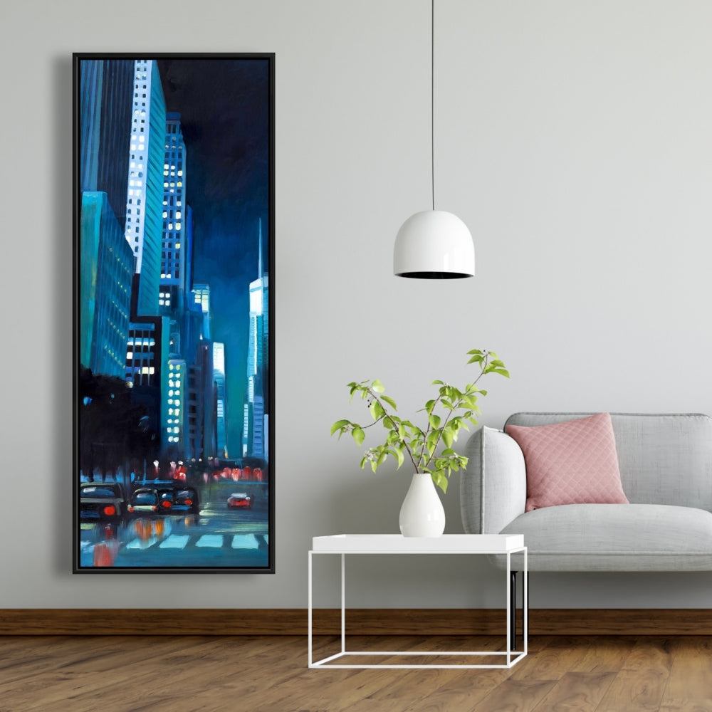 Evening in Manhattan, NYC Framed Canvas - Modern Home Decor
