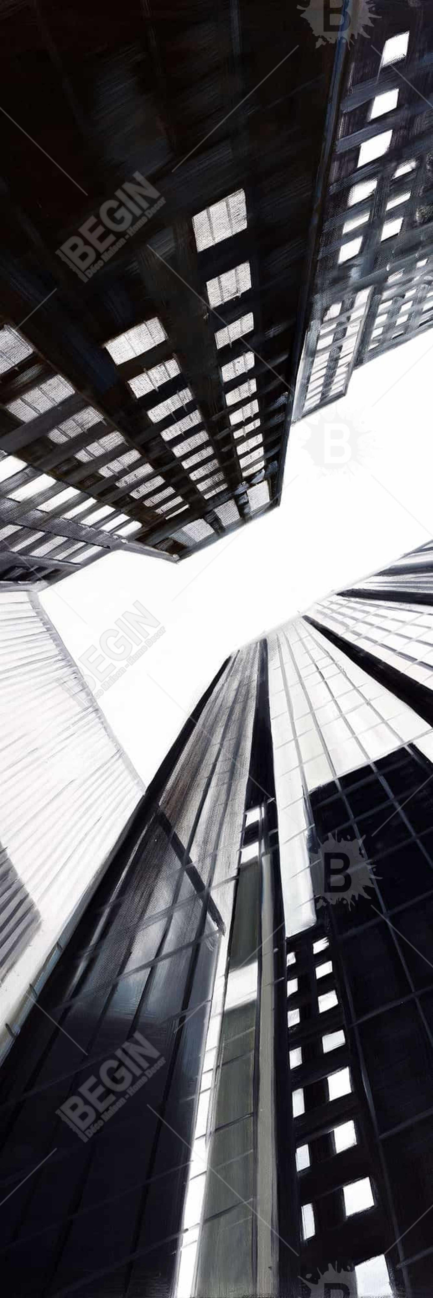 Low-Angle City View Canvas | Contemporary White Frame Decor