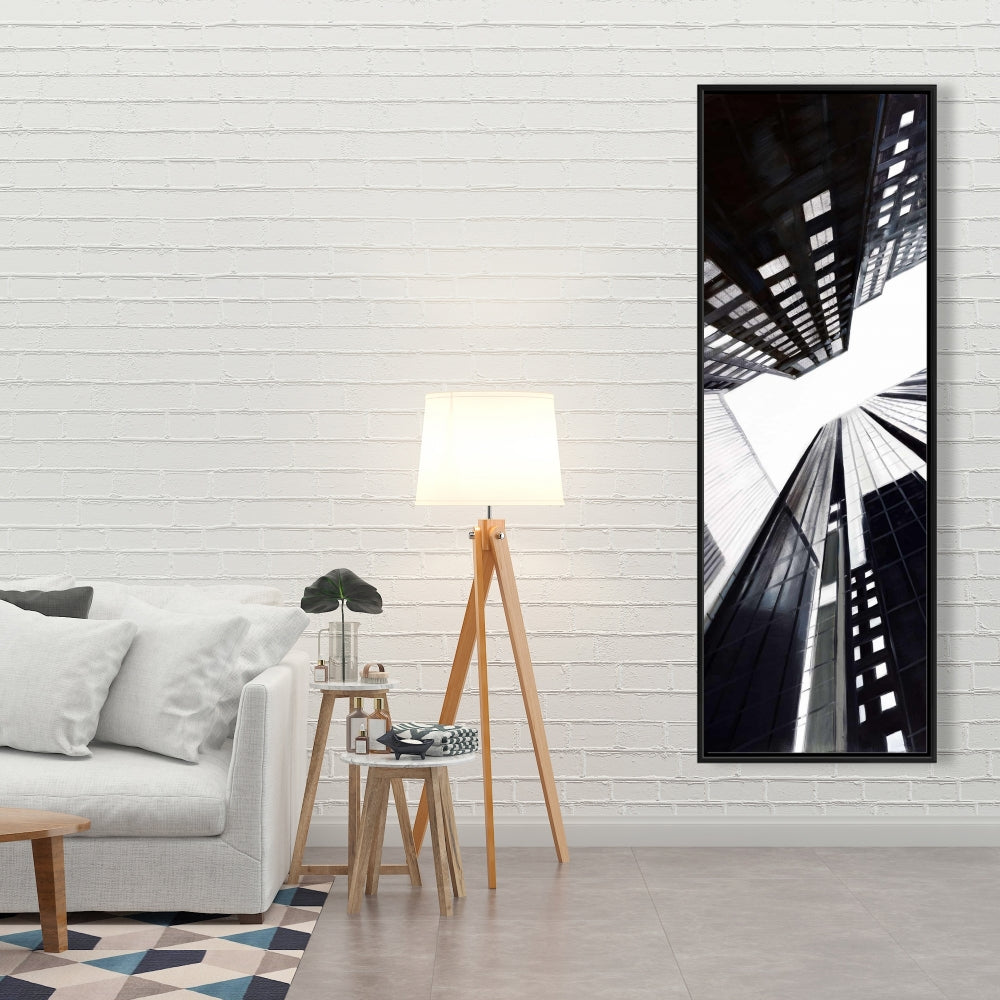 Low-Angle City View Canvas | Contemporary White Frame Decor