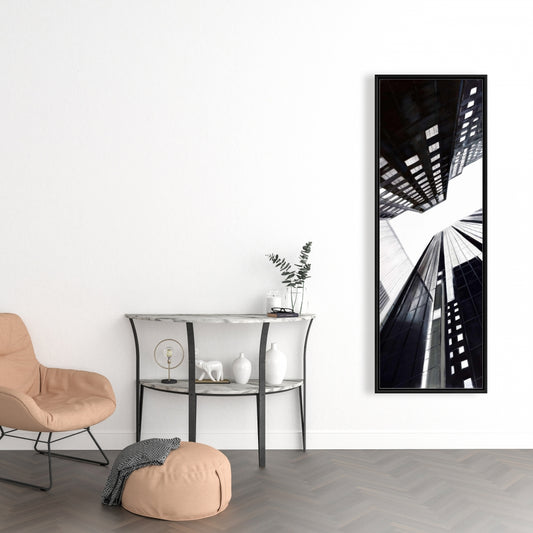 Low-Angle City View Canvas | Contemporary White Frame Decor