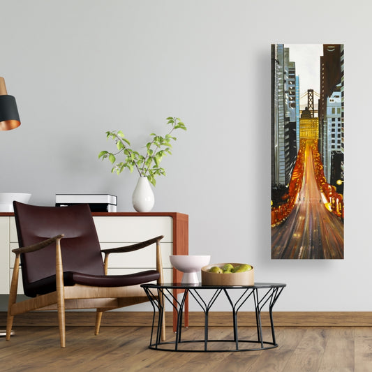 San Francisco by Night Blue Building Canvas | Bedroom Decor