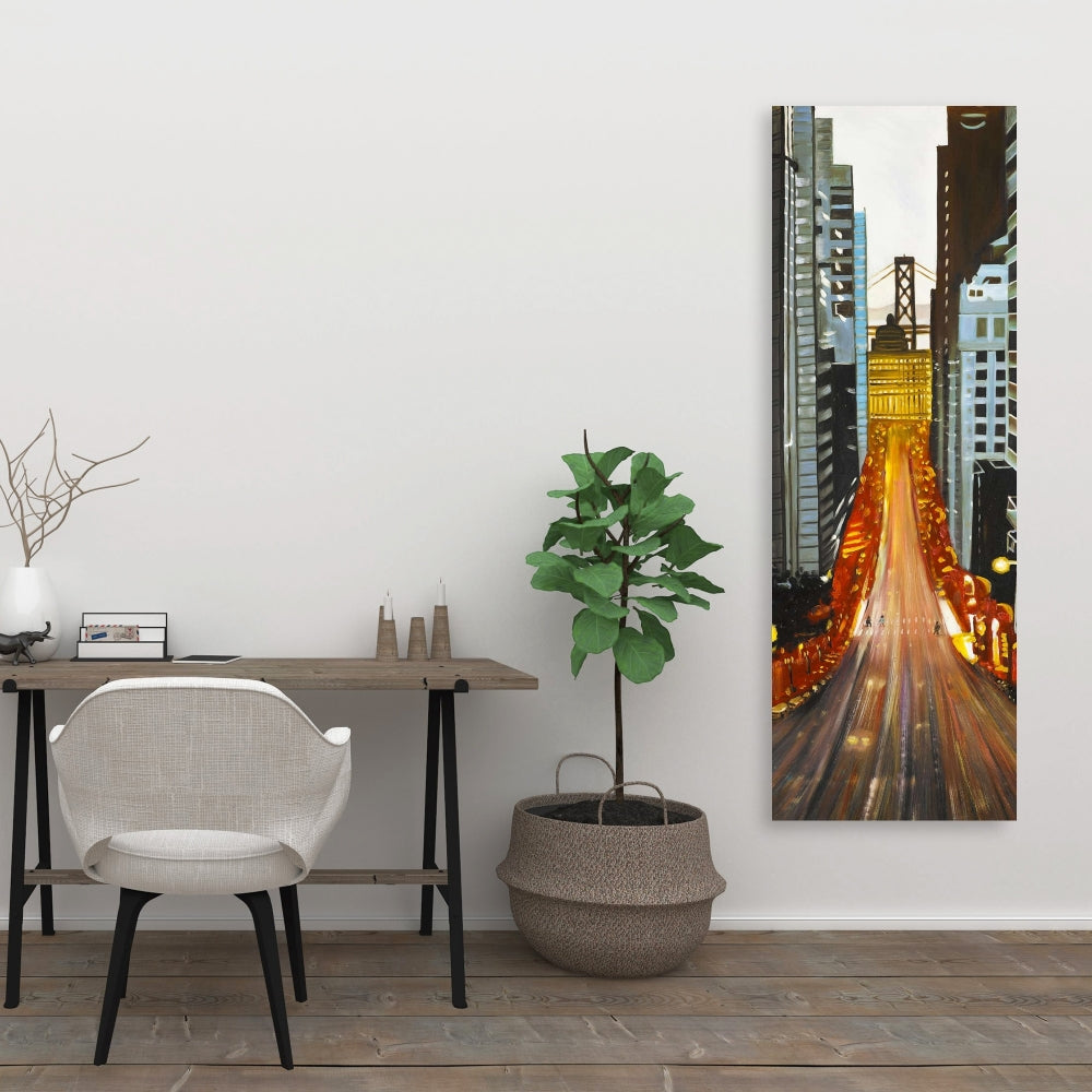 San Francisco by Night Blue Building Canvas | Bedroom Decor