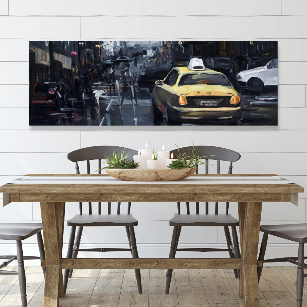 New York in the Dark Canvas | Gray Bedroom Wall Art Decor