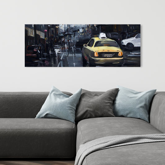 New York in the Dark Canvas | Gray Bedroom Wall Art Decor