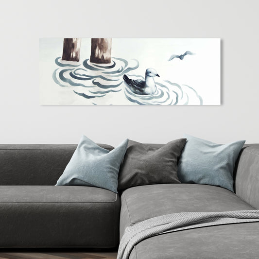 Seagull Canvas - Marine Blue Bathroom Decor | Home Art