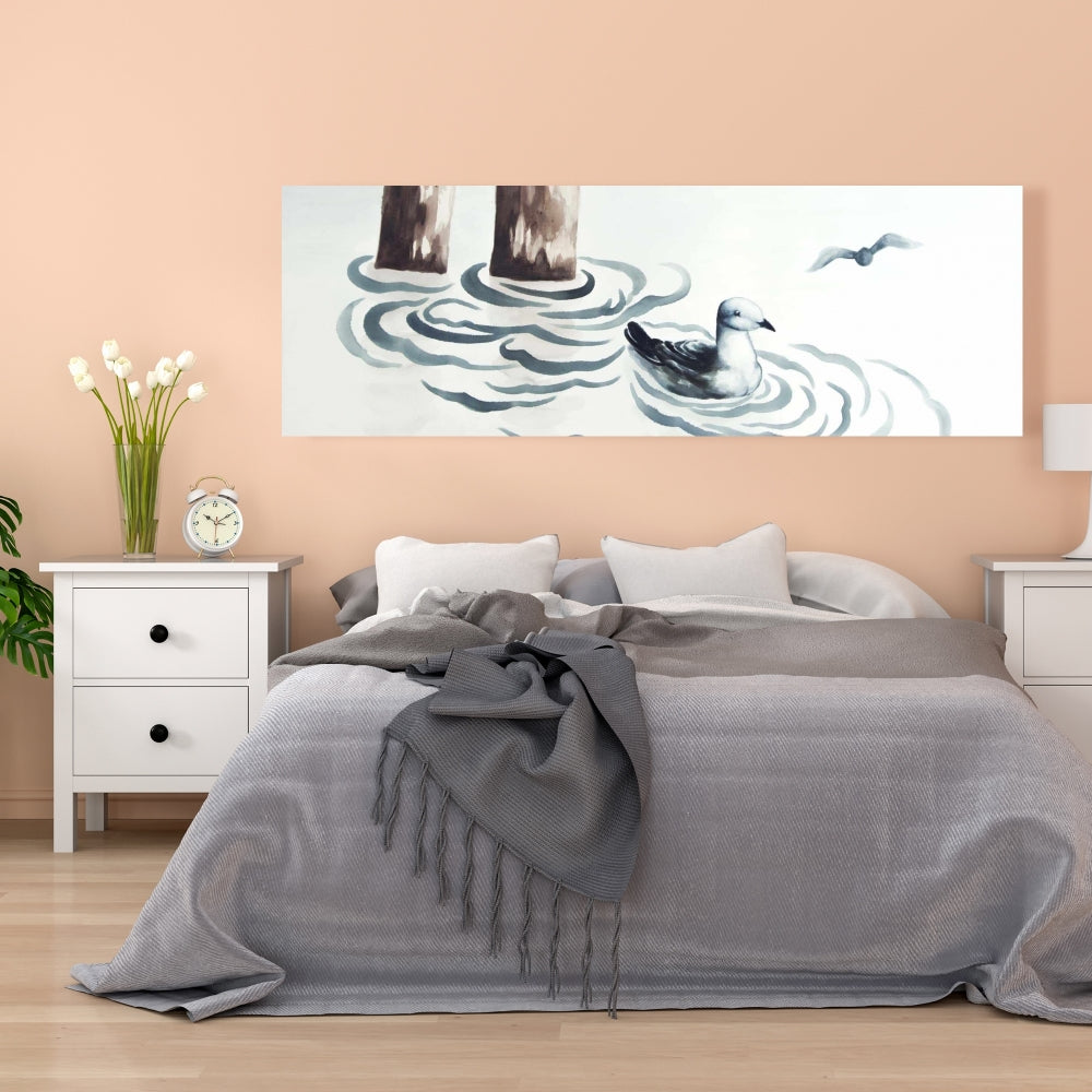 Seagull Canvas - Marine Blue Bathroom Decor | Home Art