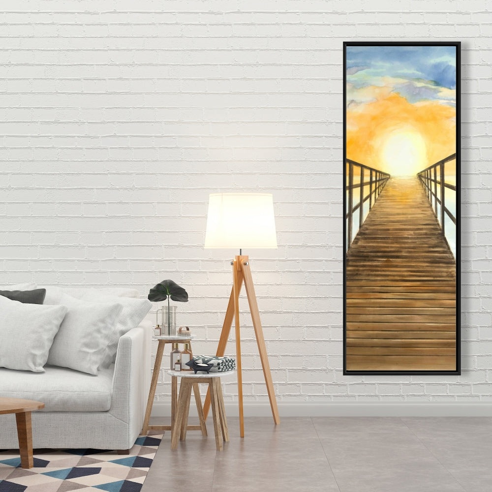 Toile encadrée jaune « Coucher de soleil sur la mer » | Décoration d'intérieur
