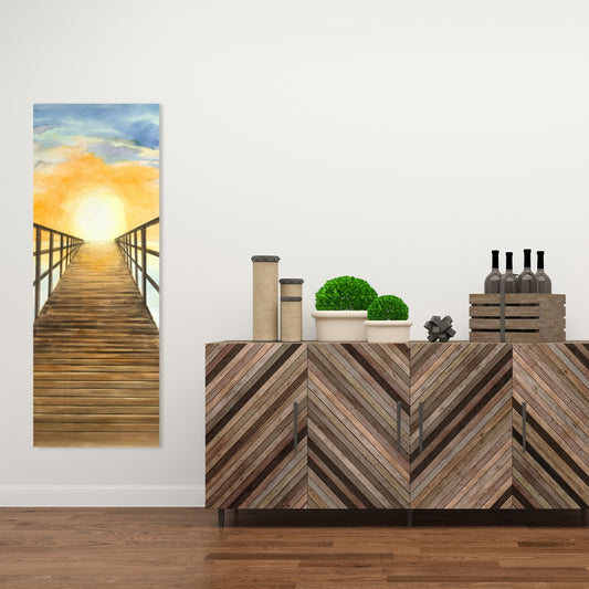 Yellow Coastal Sea Canvas - Sunset in the Sea Home Decor