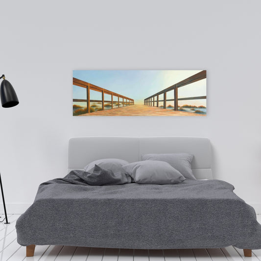 Footbridge Coastal Canvas | Marine Bathroom Decor Wall Art
