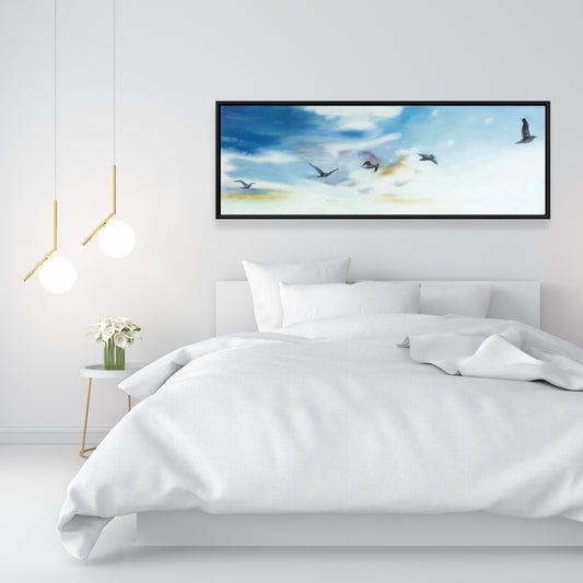 Toile encadrée bleue exotique – Oiseaux dans le ciel | Décoration d'intérieur