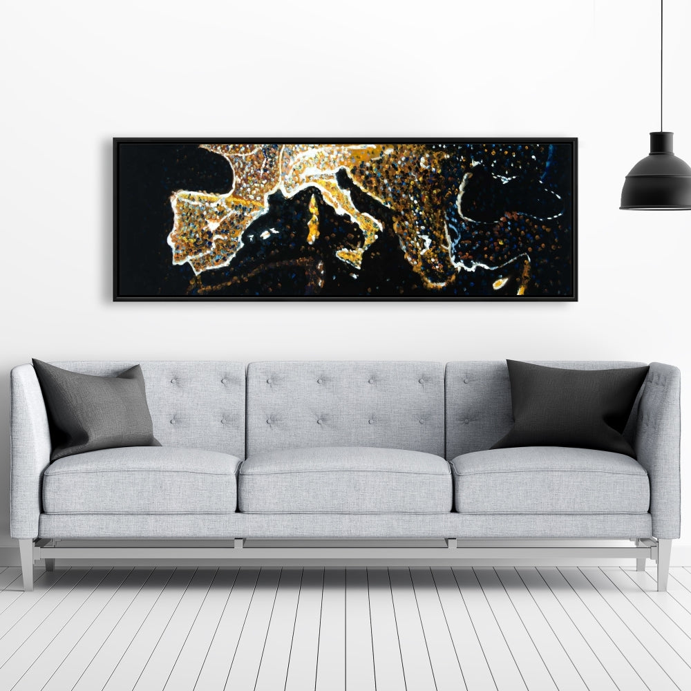 Industrial Black Frame European Continent Canvas - Home Decor