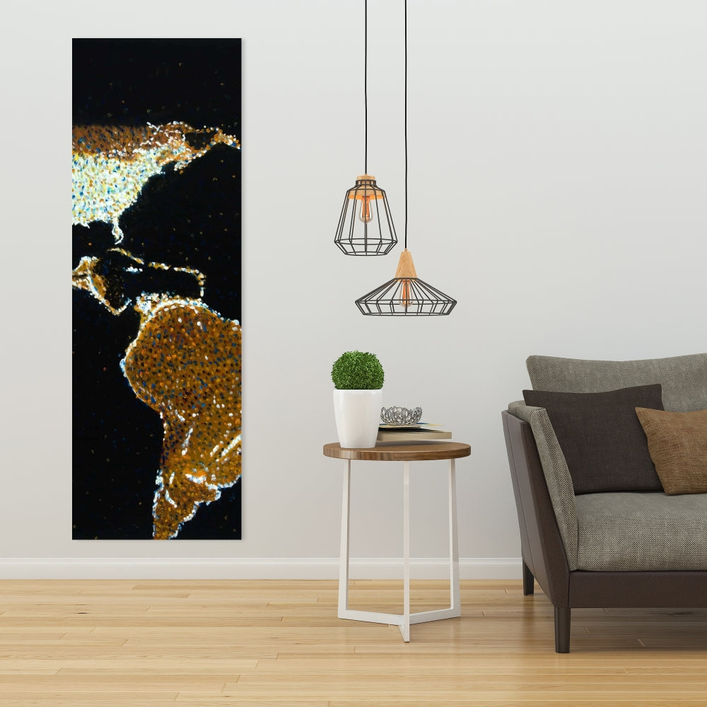 American Continent at Night Canvas | Black Earth & Galaxy Decor