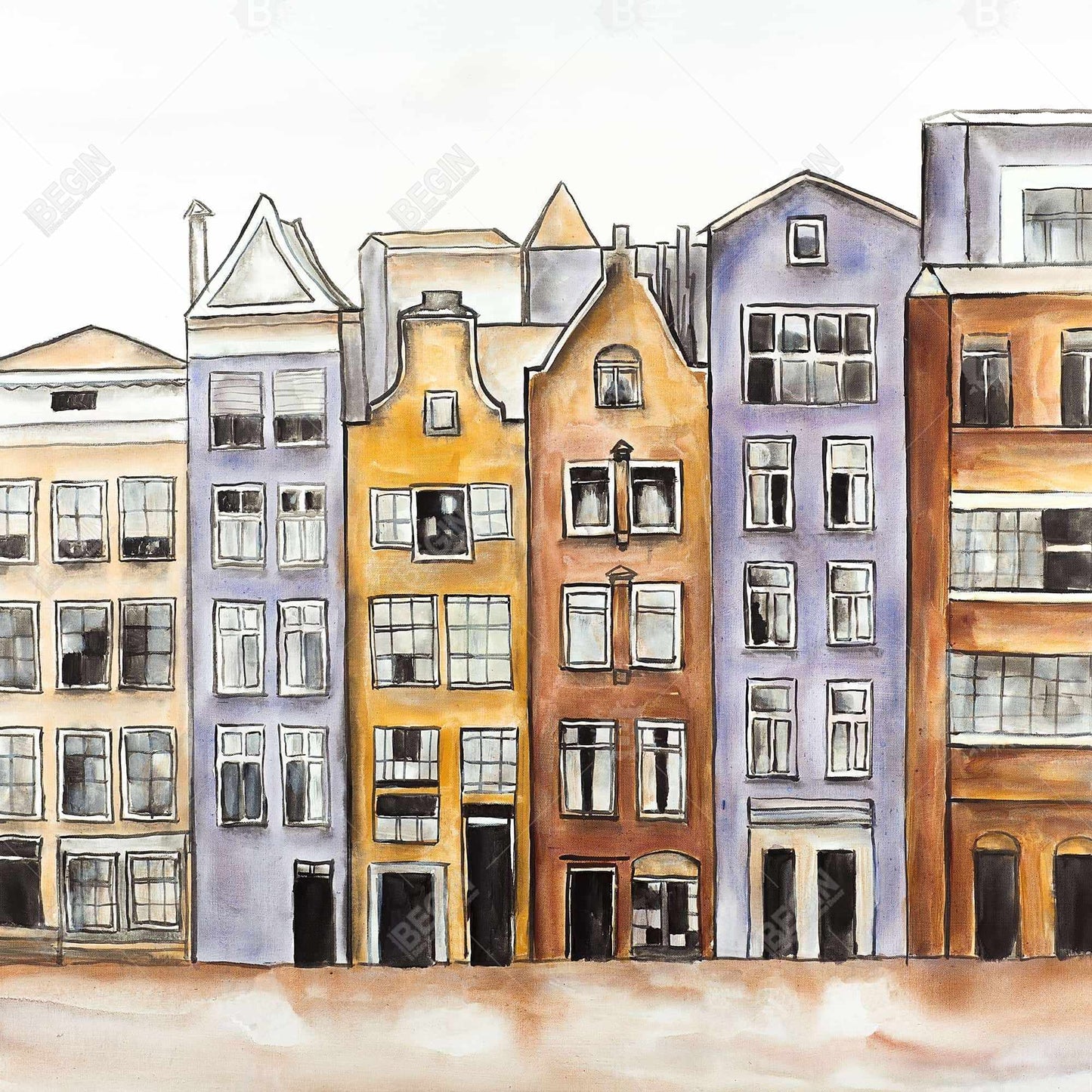 Amsterdam Houses Hotel Canvas | Home Decor Wall Art