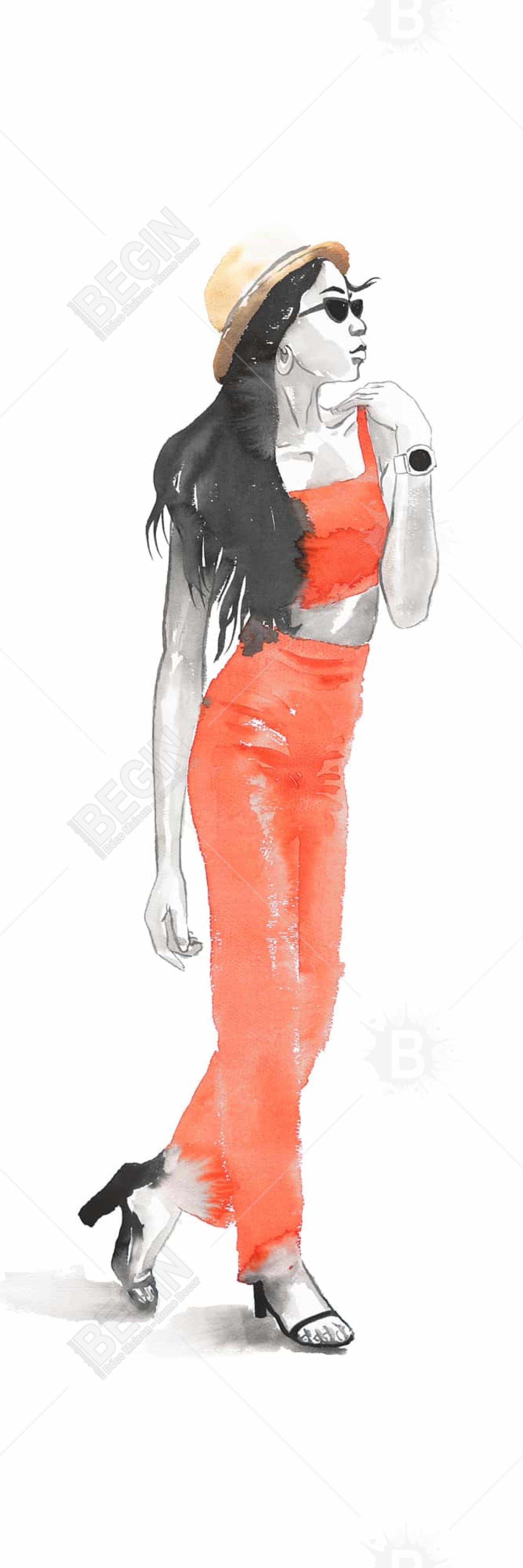 Strike the Pose Red Fashion Canvas - Home Decor Art Piece