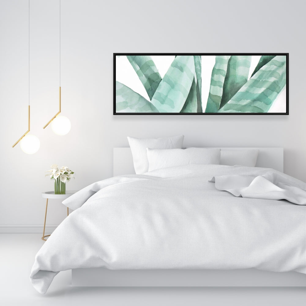 White Botanical Exotic Framed Canvas - Watercolor Desert Plant