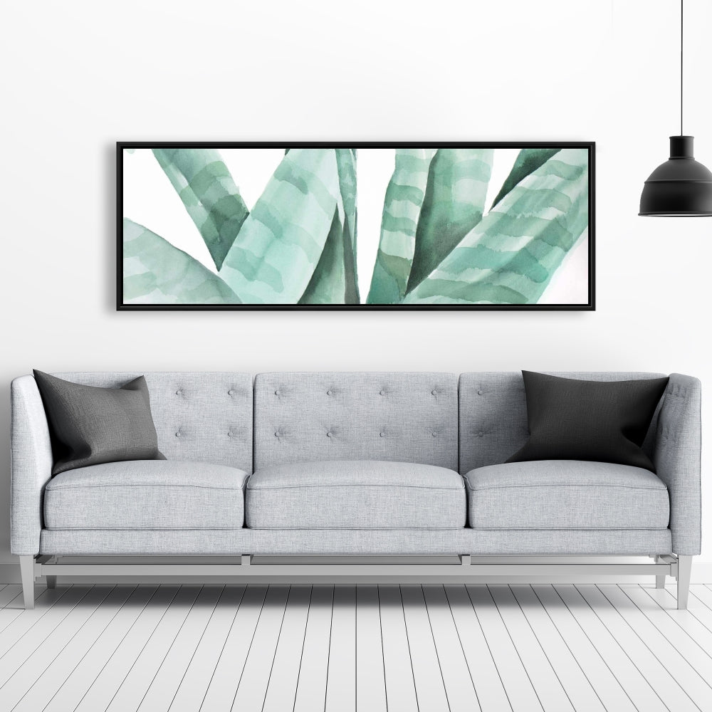 White Botanical Exotic Framed Canvas - Watercolor Desert Plant