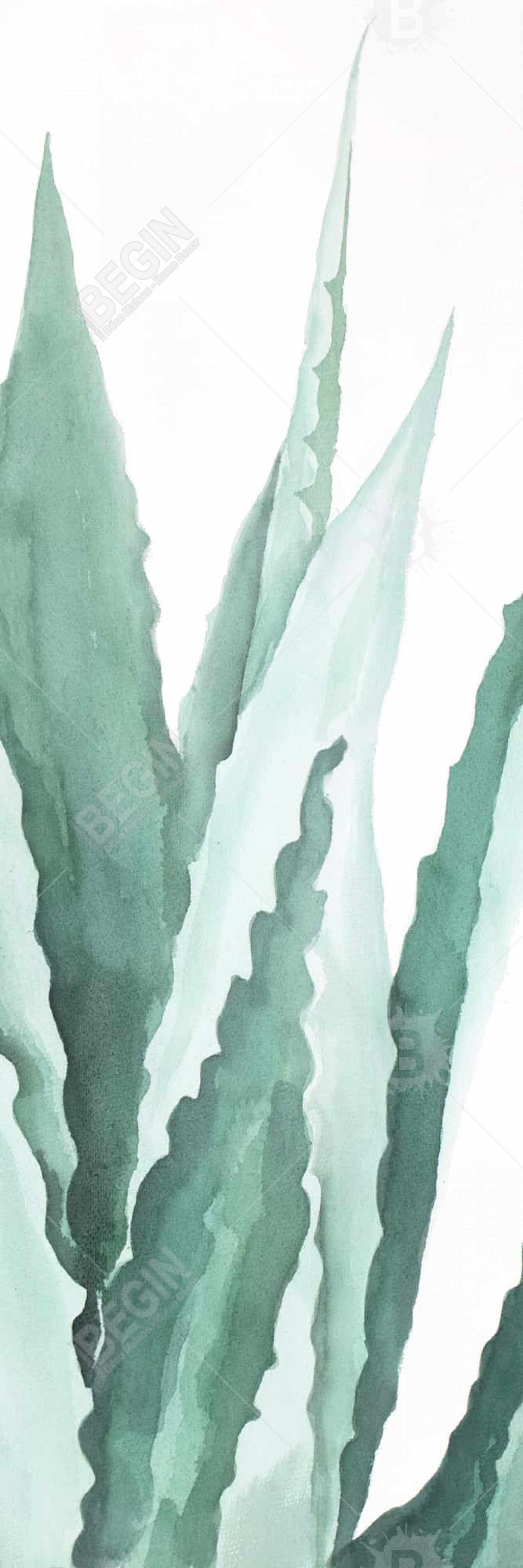 Watercolor Agave Plant Canvas | White Exotic Floral Decor