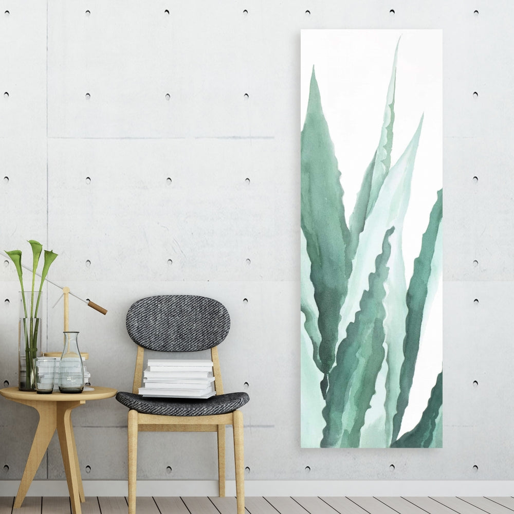 Watercolor Agave Plant Canvas | White Exotic Floral Decor