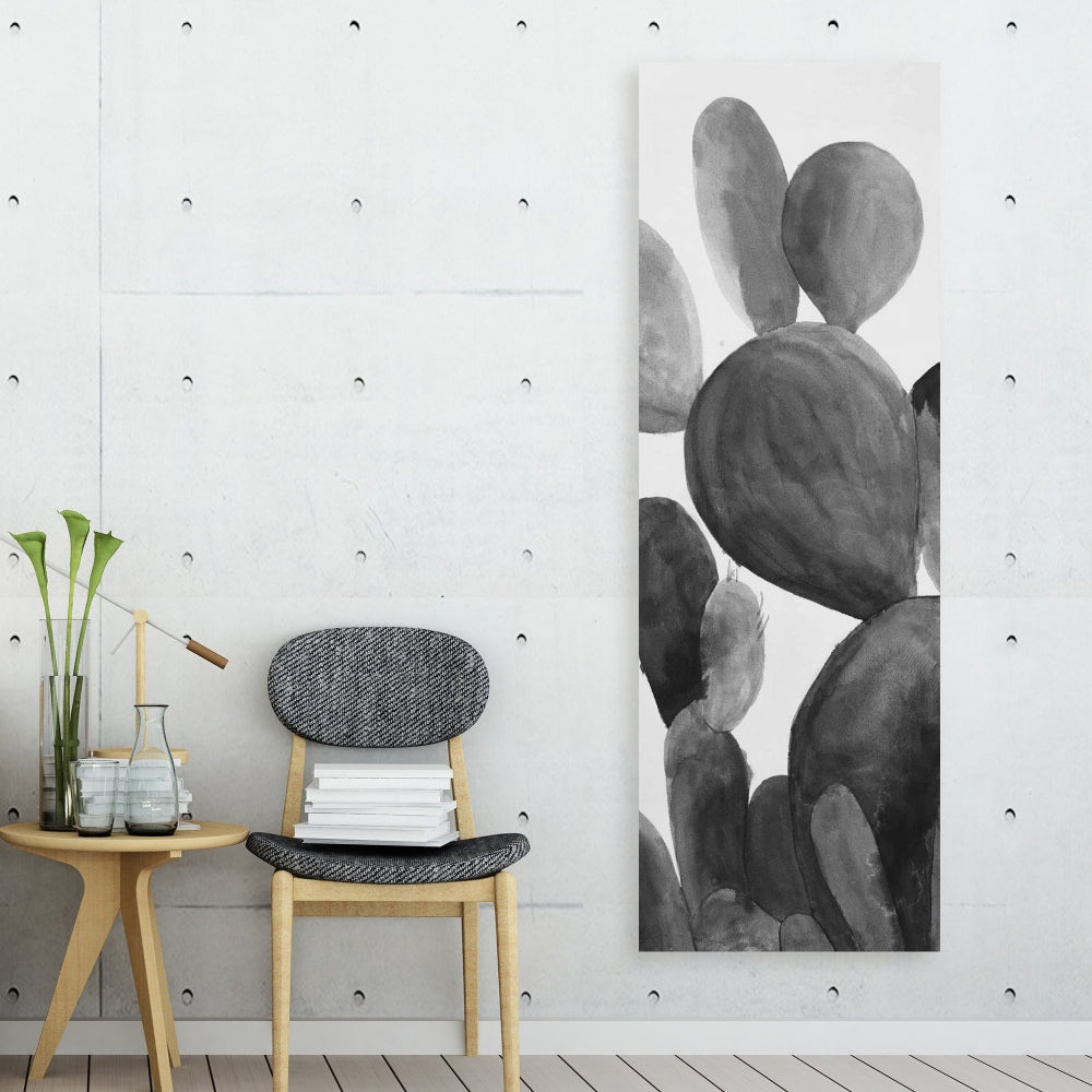 Exotic Botanical Gray Canvas - Grayscale Paddle Cactus Decor