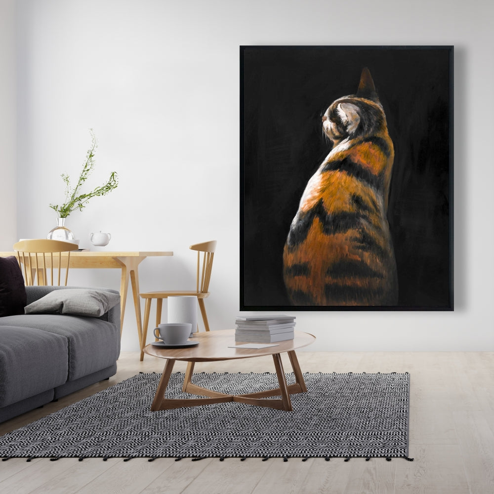 Toile Chat Tacheté - Art Encadré Moderne Marron pour Décoration Intérieure