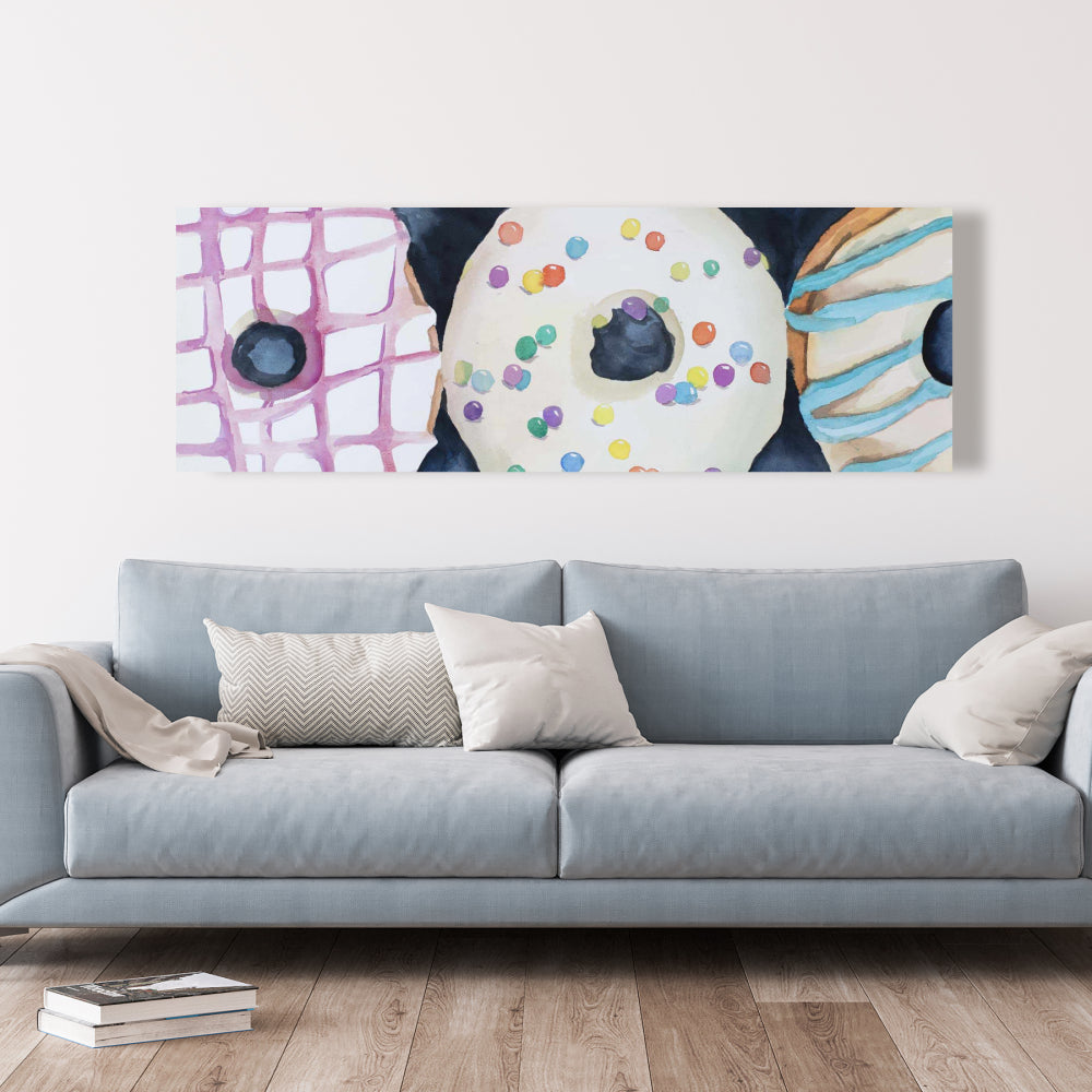 Watercolor Doughnuts Canvas - Delicious Home Decor Art
