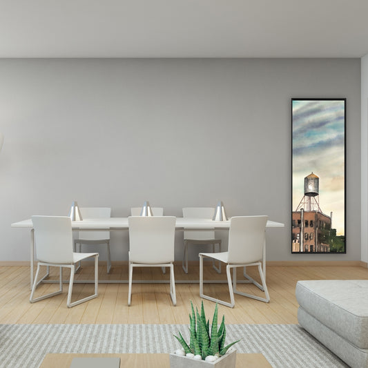 Water Tower in New York Framed Canvas | Industrial Decor