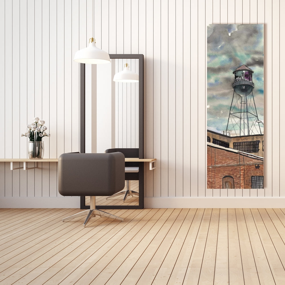 Water Tower in Williamsburg Canvas - Industrial Bedroom Decor