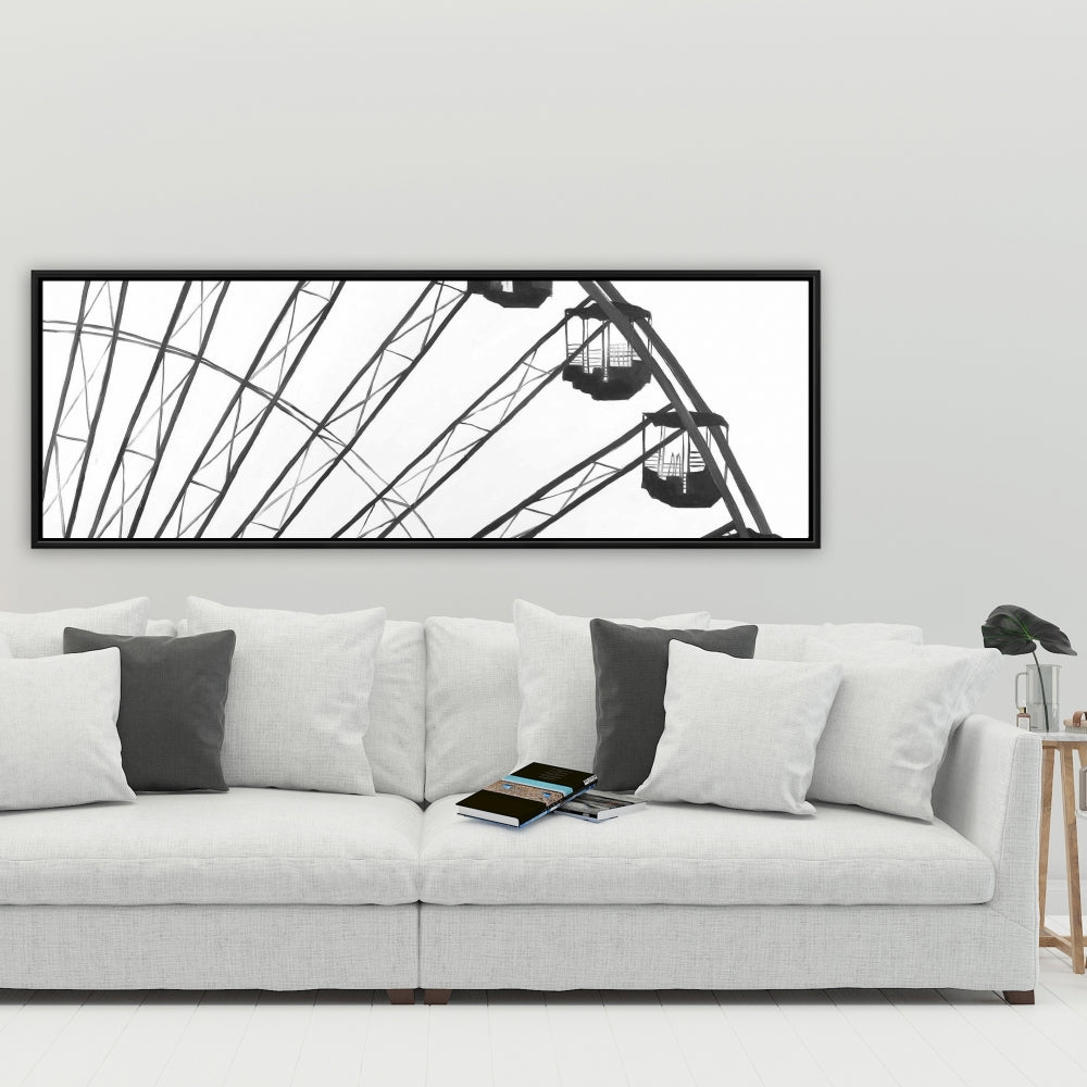 White Framed Canvas - Quarter of a Ferris Wheel - Bedroom Decor