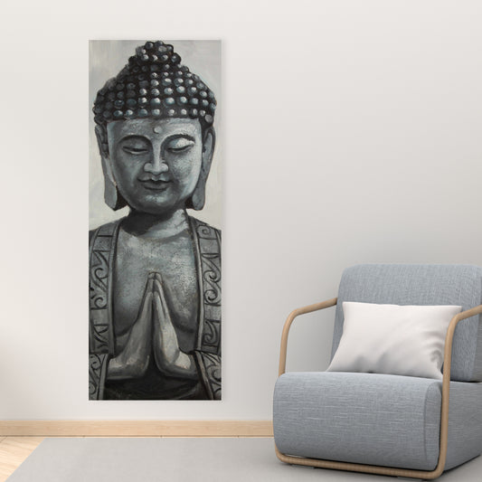 Asian Bedroom Gray Canvas Buddha - Home Decor Wall Art